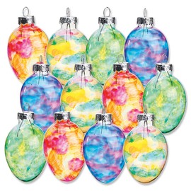 Lillian Vernon Stained Glass Egg Blown Glass Easter Ornaments - Handcrafted Hanging Tree Decorations, Stained Glass Easter Egg Holiday & Party Decor, 2 in, Assorted, 12-Piece Set
