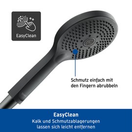 Duravit Universal Shower Head with 3 Jet Types (Rain, Pulse, Mono), Round Hand Shower (Diameter 120 mm), Shower Head with Water-Saving MinusFlow Function, Easy to Clean, Matt Black