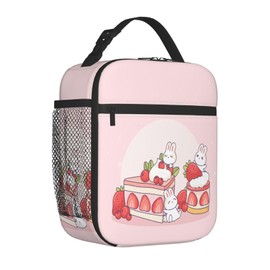 LWDZLHD Bunny Lunch Bag Insulated Lunch Box for Women Portable Reusable Leakproof Cooler Tote Lunchbox for Picnic Travel Camping Outdoo Pink