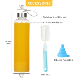 Naivees Plastic 27 Oz Water Bottle Clear Bottles Reusable Leak-Proof Seal Bottle with Stainless Steel Lids and Cleaning Brush for Fitness,Sports,Travel (4)