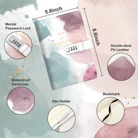 CAGIE Diary with Lock for Girls Age 8-12,Birthday Gifts for 9 10 11 12 Year Old Girls, Tie Dye Design 192 Pages Diary with Pen, 5.7 x 8.5 Inch Journal with Lock for Women Girl,Rainbow