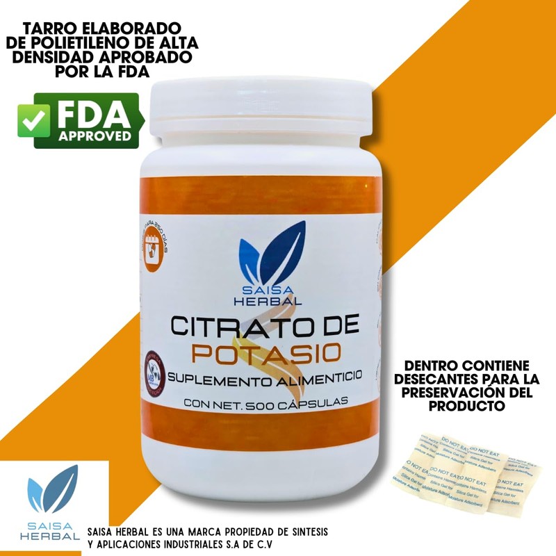Citrato de Potasio Pack de 2 bolsas de 500 cápsulas