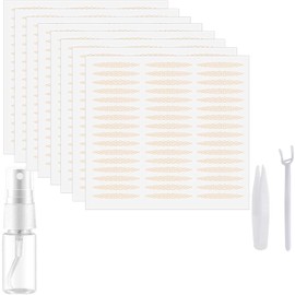Shefun JP170 Invisible Double Eyelid Mesh Tape, 384 Pieces, Sticks with Water, Eyelid Lifter Strips for Hooded and Droopy Lids, Double-Sided, Strong Hold, Ultra Fine, Invisible Tape, Skin Color, Oval