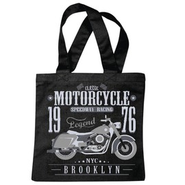 Tasche Umhängetasche NEW YORK CITY BROOKLYN SPEEDWAY RACING 1976 BIKERSHIRT MOTORRAD CHOPPER GOTHIC MOTORCYCLE SKULL MOTORRADCLUB BIKE ROUTE 66 Einkaufstasche Schulbeutel Turnbeutel in Schwarz
