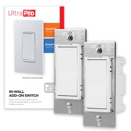 UltraPro Add-On Switch QuickFit and SimpleWire, In-Wall White Rocker Paddle Only, Z-Wave ZigBee Wireless Smart Lighting Controls, NOT A STANDALONE Switch, 2 Pack, 54905