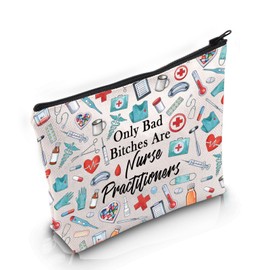 VAMSII NP Nurse Appreciation Gift Only Bad B* Are Nurse Practitioners Makeup Bag NP Cosmetic Bag NP Nurse Graduation Gift (Are Nurse Practitioners M)