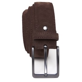 QUAMOD Suede Belt for Men and Women, High-Quality Velour Leather Belt, Unisex, 3.5-4 cm (35-40 mm) Wide, Suede Belt with Gift Box, Environmentally Friendly and Fair Production, 40 mm brown