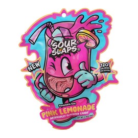 Sour Slaps 1-Pack Flavored Sour Candy Belts - Vegetarian, Deliciously Sour, Fresh & Chewy, 8 Mouth Watering Flavors - Snack, Sweet Candies Bonbon - Flavor: Pink Lemonade