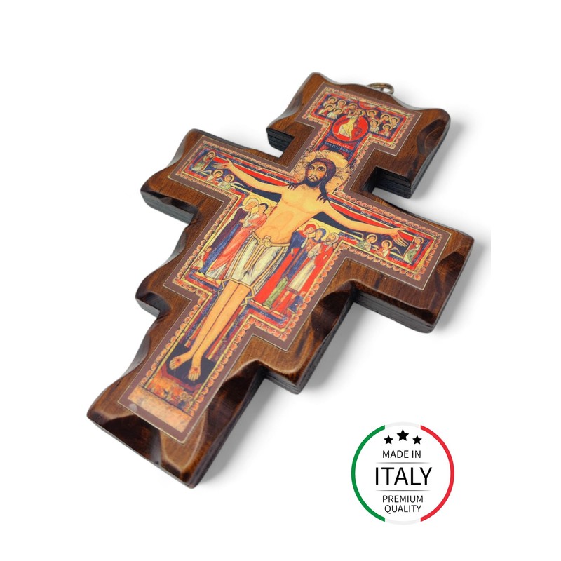 Wooden Wall Crucifix San Damiano Made in Umbria Italy 15