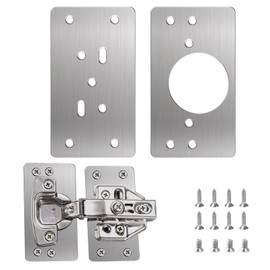 flintronic Stainless Steel Hinge Repair Plate, 2 Pieces Kitchen Hinge Repair Plates with 12 Pieces Screws, Kitchen Charnier Repair Kit Door Cabinet Home Furniture Drawer Boxes Window