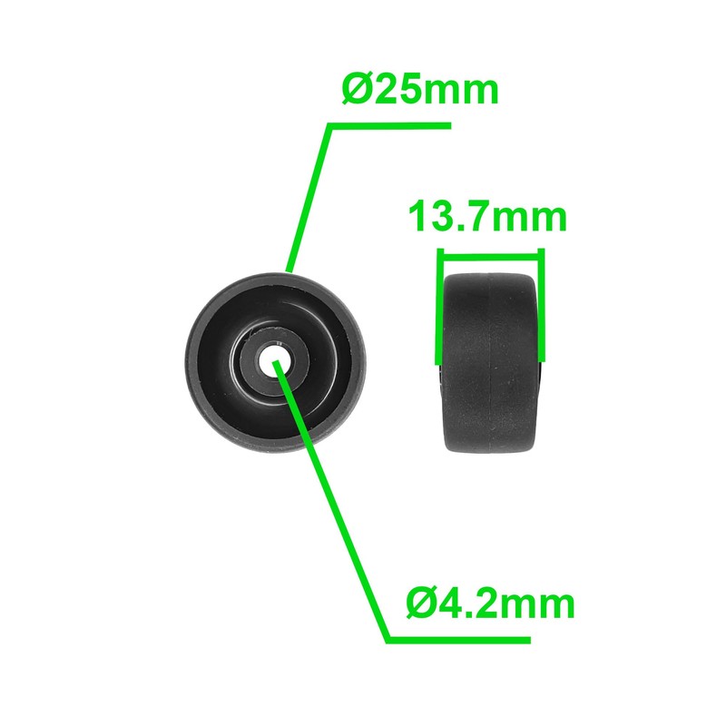 cyclingcolors 4 x Plastic Castors 25 mm Black Castor Guide