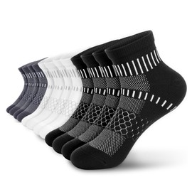 IRAMY Ankle Compression Socks for Women Men Coolmax Moisture Wicking Running Socks Plantar Fasciitis Relief 6 Pairs
