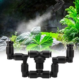 Reptile Fogger, Reptile Mister System, Reptiles Fogger Mist Sprinkler 360° Adjustable Aquarium System Connect 1/4'' Tub Double Head Atomizing Spray Nozzle for Rainforest Tank