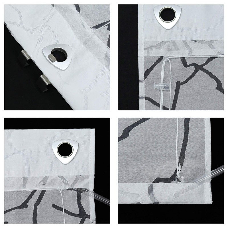 ESLIR Roman Blind with U-hooks Kitchen Roman Curtains Semi-transparent Eyelet