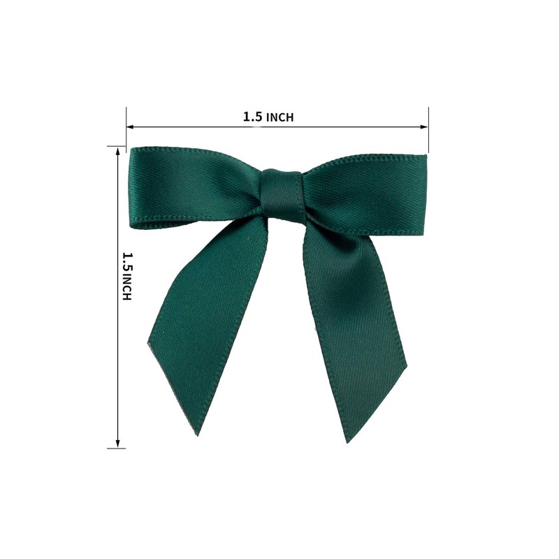 7Rainbows 50pcs Boutique 1.5" Dark Green Satin Ribbon Mini Bows