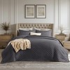 Bedsure King Quilt Set - Ultra Soft Quilt Bedding Set for Modern & Scandinavian Bedrooms, Lightweight All-Season King Size Comforter with 2 Pillow Shams, Charcoal Summer Bedspread Coverlet 106x96 Inch