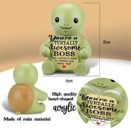 akeke You're a Turt-Ally Awesome Boss Cute Turtle Figurine - Little Resin Turtle Sculpture with Inspirational Motivational Message for Birthday Present Gift for Women Boss Lady ATT12
