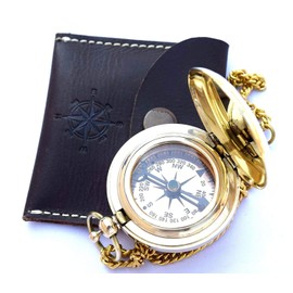 Nautical Vintage Compass Solid Brass Compass in a Black Leather Case Rustic Vintage Home Decor Gifts