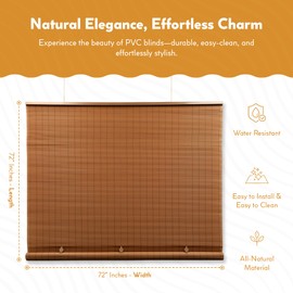 Radiance Cordless Outdoor Shades for Porch, Patio & Windows - Waterproof PVC Blinds for Indoor & Outdoor - Roll-Up Patio Privacy Screen for Diffuse Sunlight - Woodgrain - 72" W x 72" L - (3321266)