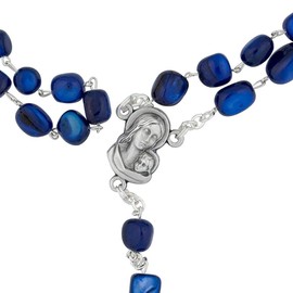 Vatican Imports Catholic Rosary with Natural Stone Beads (Blue)