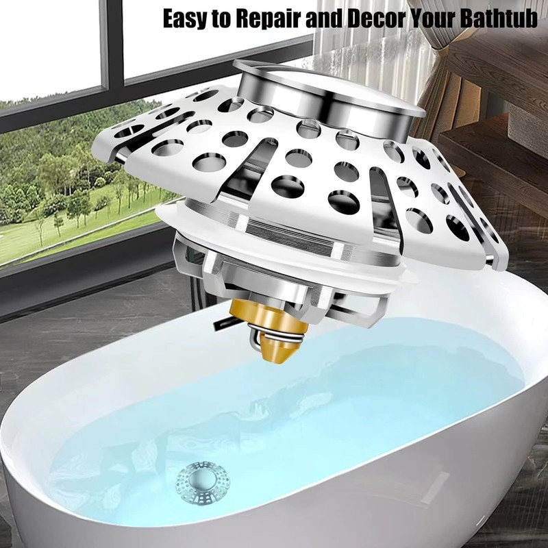 Anlige Bathtub Drain Stopper, Pop Up Tub Stopper with Drain