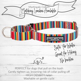Lucky Love Dog Wide Martingale Dog Collar - No-Slip, Durable, & Soft Webbing 1.5 inch Martingale Collar for Dogs Male and Female - Ideal for Training & Walking, Stylish Hippie Pattern, Medium Size