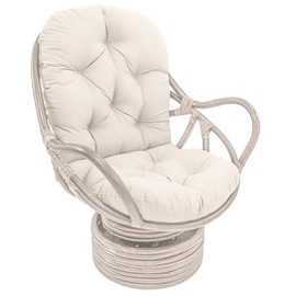Blazing Needles Solid Twill Swivel Rocker Chair Cushion, 48" x 24", Natural