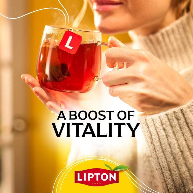 Lipton Black Tea Bags, Hot or Iced High Caffeine Tea,
