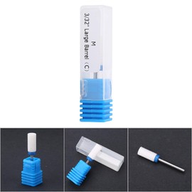 Ceramic Cuticle Nail Drill Bit, Manicure Drill Bits, Ceramic Burr Podiatry Thick Nails Grinding Head for Manicure Pedicure Cuticle Gel Nail Polishing, Blue(Round Flat Head)