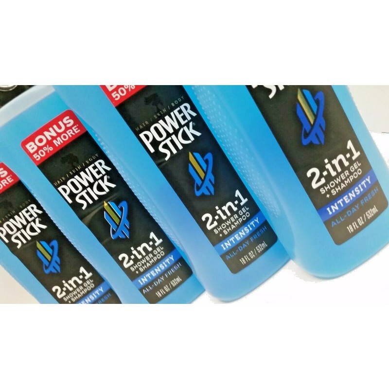 PowerSStick (4 Bottles) PowerStick INTENSITY Rejuvenating Shower Gel + SHAMPOO