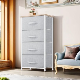 YITAHOME Dresser with 4 Drawers - Fabric Storage Tower, Organizer Unit for Bedroom, Living Room, Hallway, Closets & Nursery - Sturdy Steel Frame