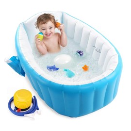 Bañera para Bebe Inflable Plegable de Viaje Ducha Para Niños Recién Nacidos (AZUL)