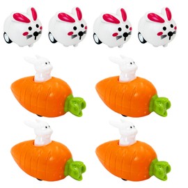 YIAJIA Easter Gifts for Kids - 8Pcs Bunny & Carrot Pull Back Racers, Easter Party Bag Fillers, Easter Toys for Toddlers for Easter Basket Filler Party Favors Gifts