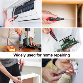 ERAVOR Electric Screwdriver Cordless, Rechargeable Power Screwdrivers Set, Portable Automatic Home Repair Tool Kit with LED Lights and USB Cable, Silicone handle, Includes 5pcs Bit, 1800 mAh Battery