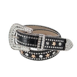 CTM Girl's Studded Star Western Style Belt, Small, Black