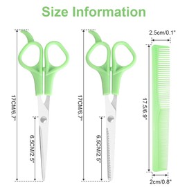 LOPHE Hair Cutting Scissors, 3-Piece Scissors Hair Cutting Hair Scissors Set, Thinning Scissors with Comb, Hair Cutting Scissors for Beard Scissors, Hair Scissors, Salon Haircut at Home, Green