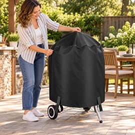 Waterproof BBQ Grill Cover for Outdoor Protection – Anti-UV Fade-Resistant Cover with Hook-and-Loop Straps for Gas Grills