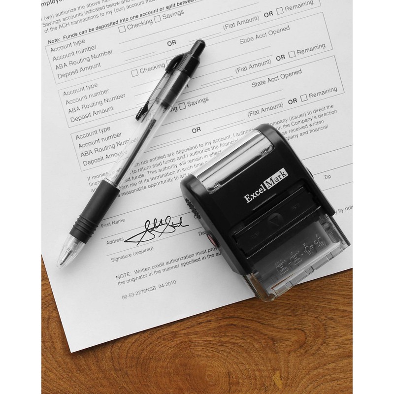 Custom Signature Stamp - Self Inking - Black Ink -