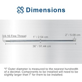 AlveyTech 1" Diameter Steel Axle Rod for Go-Karts and Dune Buggies (36" Long) - 1" OD, 3/4" Step Down with 3/4-16" Fine Thread on Each End, Full Length 1/4" Keyway Slot, for Go-Kart and Dune Buggy