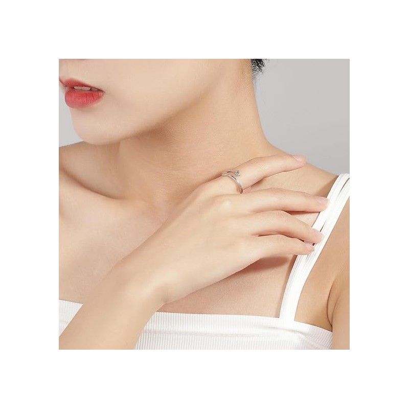 Hug Ring in 925 Sterling Silver and Gold Adjustable |