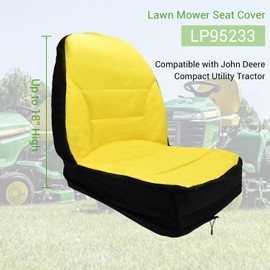 Molloparts LP95233 Large Seat Cover Cushioned Seat Back Up to 18 High Compatible with John Deere Compact Utility Tractor 1023E 3R 3E 4M & 2305 2320 2520 2720 4105 Series, Oxford 300D Fabric