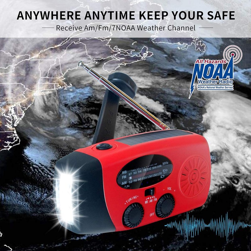 2023 Upgrade Echainstar Portable Solar Radio with AM FM NOAA,