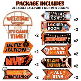 Basketball Party Decorations Sign March Madness Directional Photo Props for Boys Sports Birthday Bulletin Board Decor Supplies 20Pcs