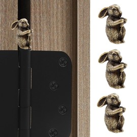 Niuwiwyi Brass Retro, Antique Rabbit Hinge Heads Decorative Topper Set of 3, Magnetic Hinge Head Toppers, Vintage Home Decoration