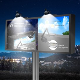 Commercial Solar Billboard Light,Solar Sign Light 5.5V 5.2W Solar Panel & Metal Aluminum Lamp Heads, Solar Billboard Light 3.7 Volts 5200 mAh (Single-Head floodlighting)