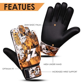 Soccer Goalie Gloves, Goalkeeper Gloves Fingersave,Soccer Gloves 4mm Latex Strong Grip Finger Spine Protection,Goalie Gloves for Kids Youth (Fluorescent Orange, Size 7 Suitable for Size S-M Adult)