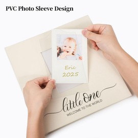 Vienrose Self Adhesive Photo Album 4x6 with Window Baby Memory Book Linen Cover with PVC Cover Photo Sleeve & 2 Decorative Cards DIY Scrapbook for Newborn, Baby Shower 20 Sheets 40 Pages Beige