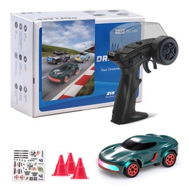 ANTSIR Mini RC Drift Car for Adults, 1/64 Scale Desktop Remote Control Cars with LED Lights, 4 * 4 Desk Drifting Crawler for Race, Hobby Gifts and Toys (Matte Green Concept Model)