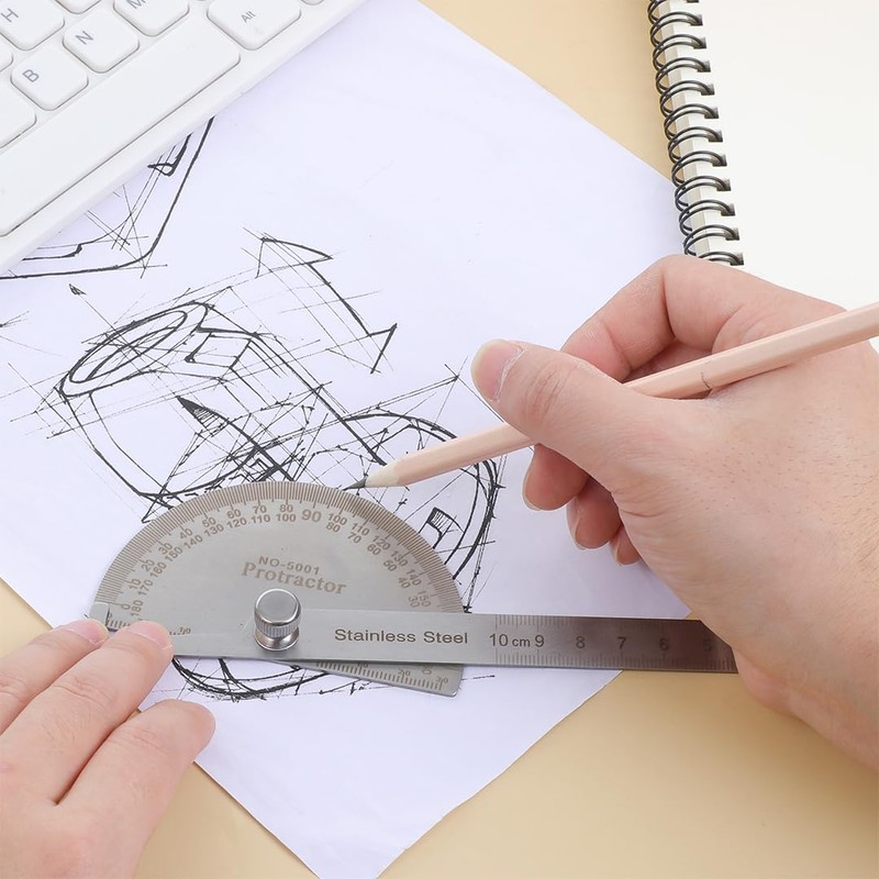 Stainless Steel Angle Protractor Miter Protractor Angle Finder 0-180 Degrees
