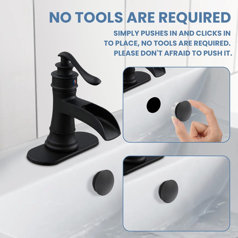 Homevacious Sink Basin Trim Overflow Cover Matte Black Brass Insert